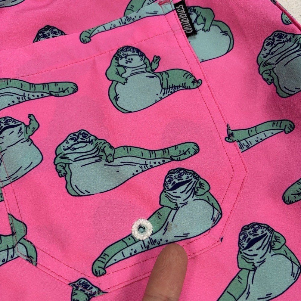 Chubbies Jabba The Hutt Swim Trunks Mens XL Pink Mesh Lined Drawstring Star Wars - Picture 15 of 16